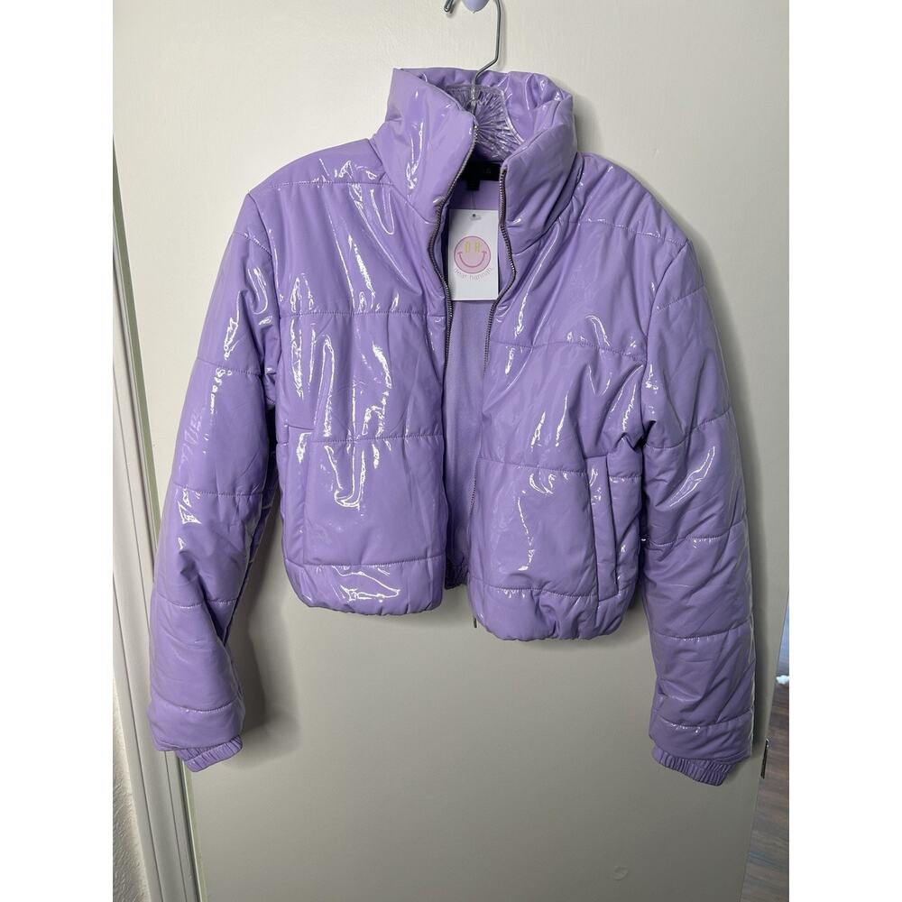 NWT 36point5 Purple Hooded Quilted Zip Puffer Jacket Short Fall/Winter S